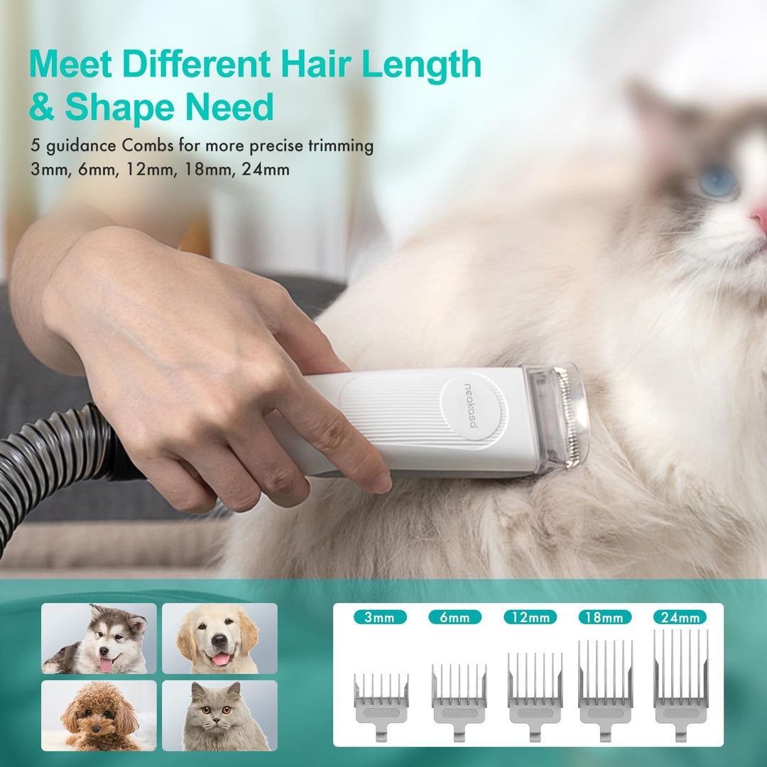 Neakasa P1 Pro Pet Grooming Kit &amp; Vacuum Suction 99% Pet Hair, Professional Clippers with 5 Proven Grooming Tools for Dogs Cats and Other Animals
