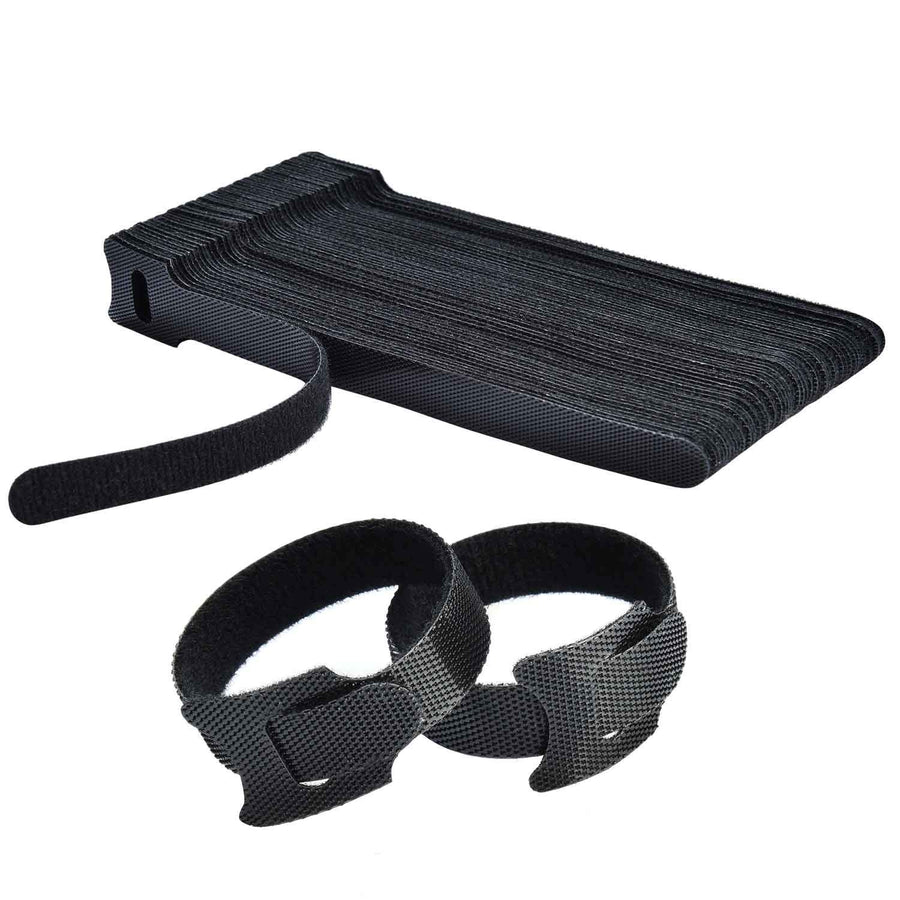60PCS Fastening Cable Ties Reusable, Premium 6-Inch Adjustable Cord Ties, Microfiber Cloth Cable Management Straps Hook Loop Cord Organizer Wire Ties Reusable (Black Colors)