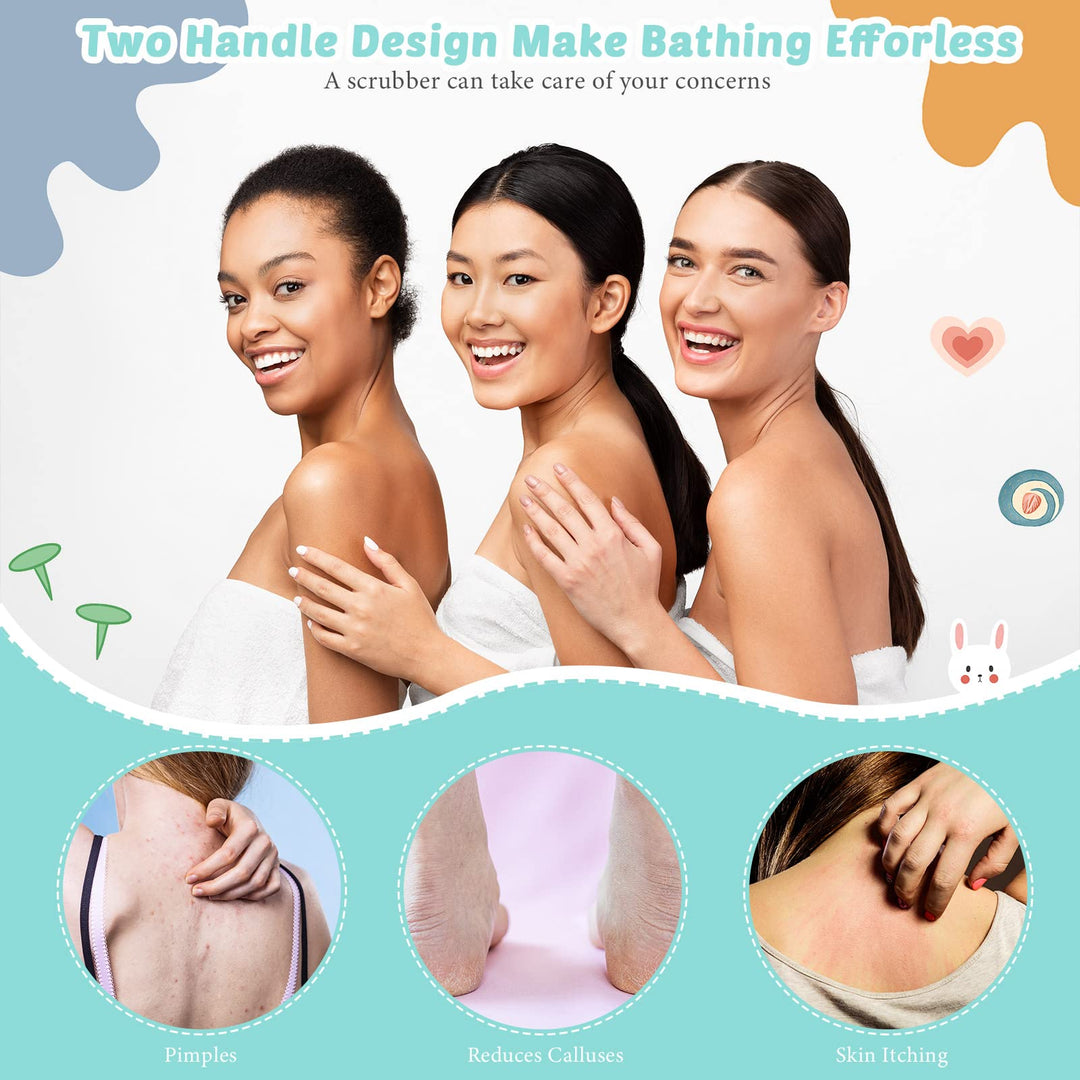 3 Pack Exfoliating Back Scrubber with Handles Exfoliati
