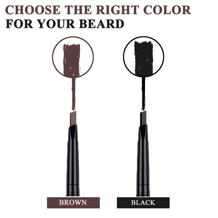 Beard Pencil Filler for Men - Water Resistance, Sweat Proof, Long Lasting &amp; Natural Finish barber Pencil, Mustache Repair Shape, Two more Pencil Replacement Tip (black)