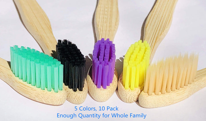 Goaycer Eco Friendly Bamboo Toothbrush , 10Pack Medium 