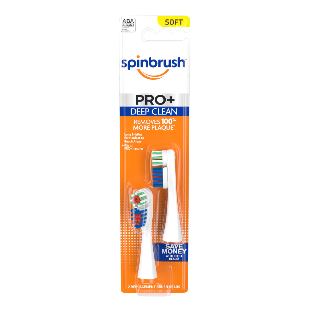 ARM &amp; HAMMER PRO+ Deep Clean REFILLs– Battery Powered Toothbrush Removes 100% More Plaque- Soft Bristles -Two Replacement Heads (Packing may vary)