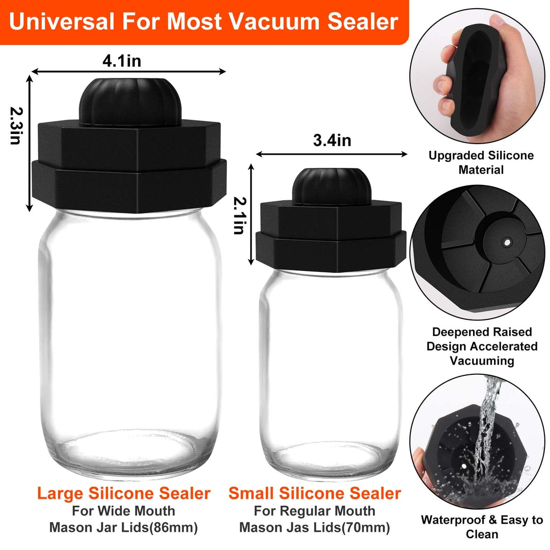 Mason Jar Vacuum Sealer Kit, BABORUI Upgraded Silicone 