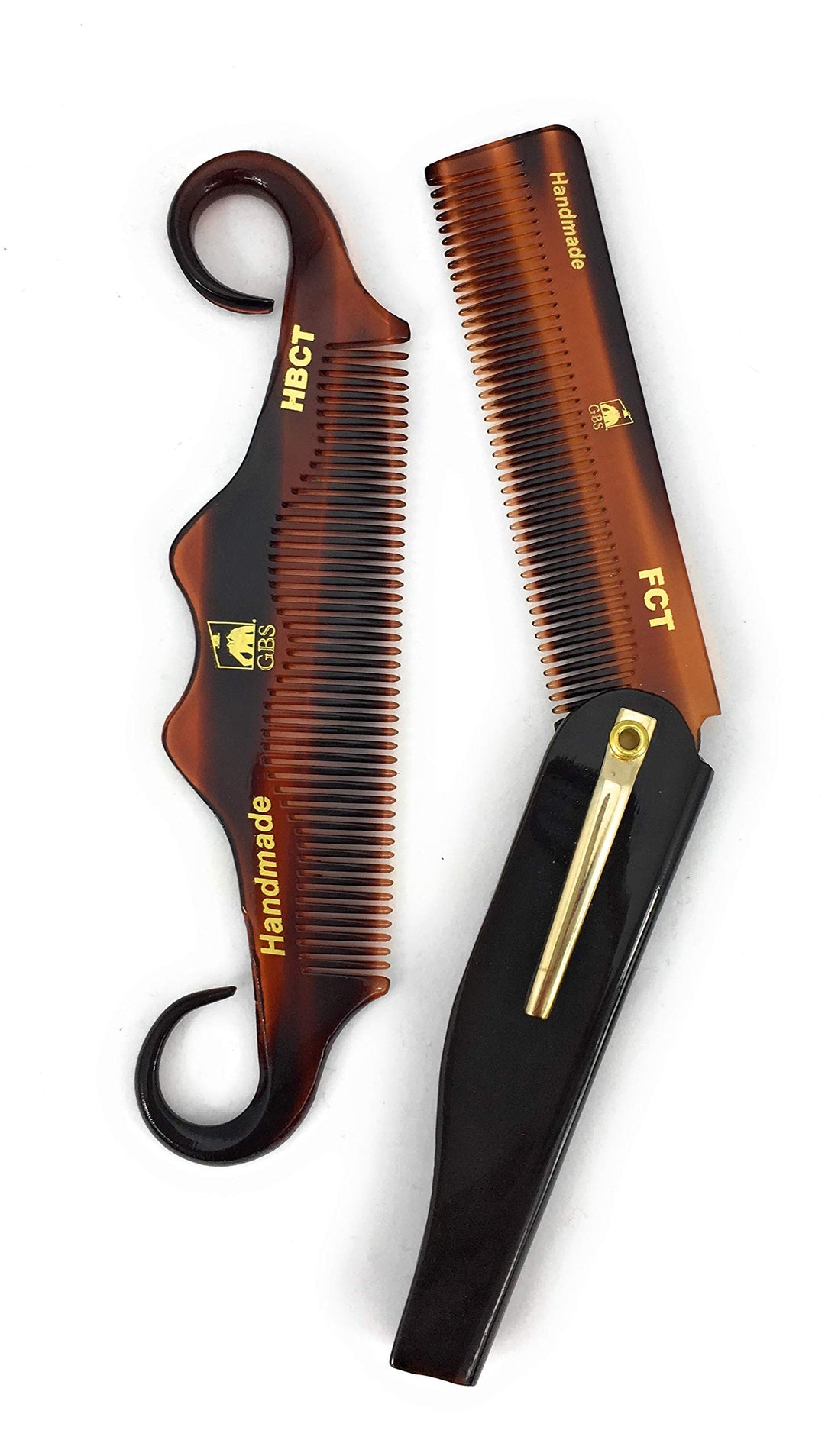 2 Pack Men&#39;s Combs - Handle Bar Comb for Mustache &amp; Folding Hair Comb