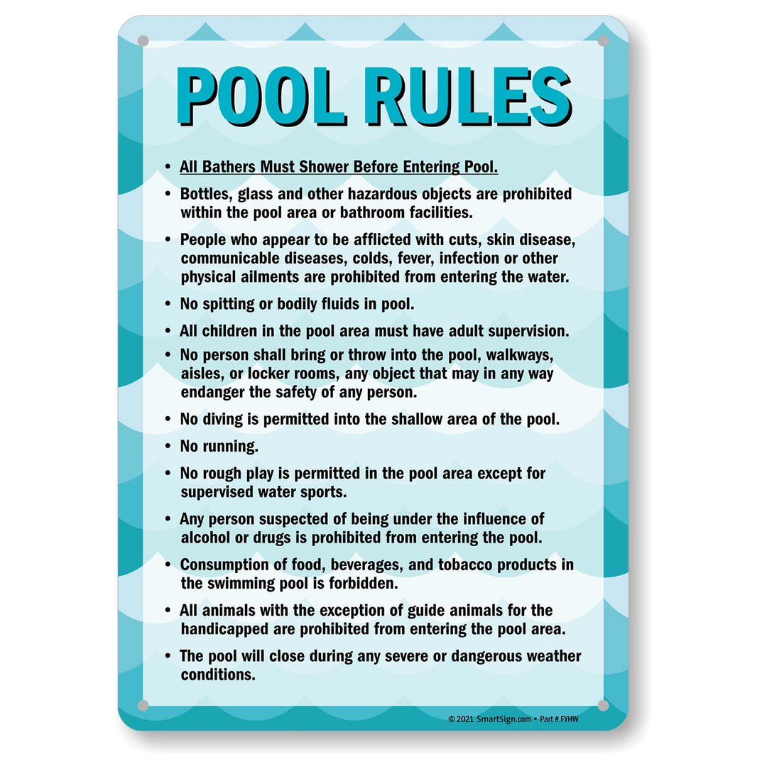 SmartSign 14 x 10 inch “Pool Rules - Shower Before Ente