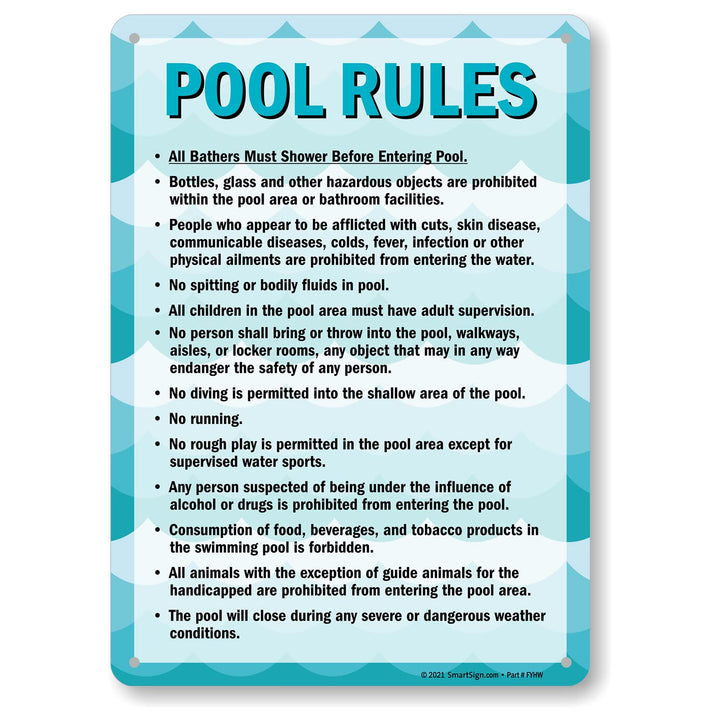 SmartSign 14 x 10 inch “Pool Rules - Shower Before Ente