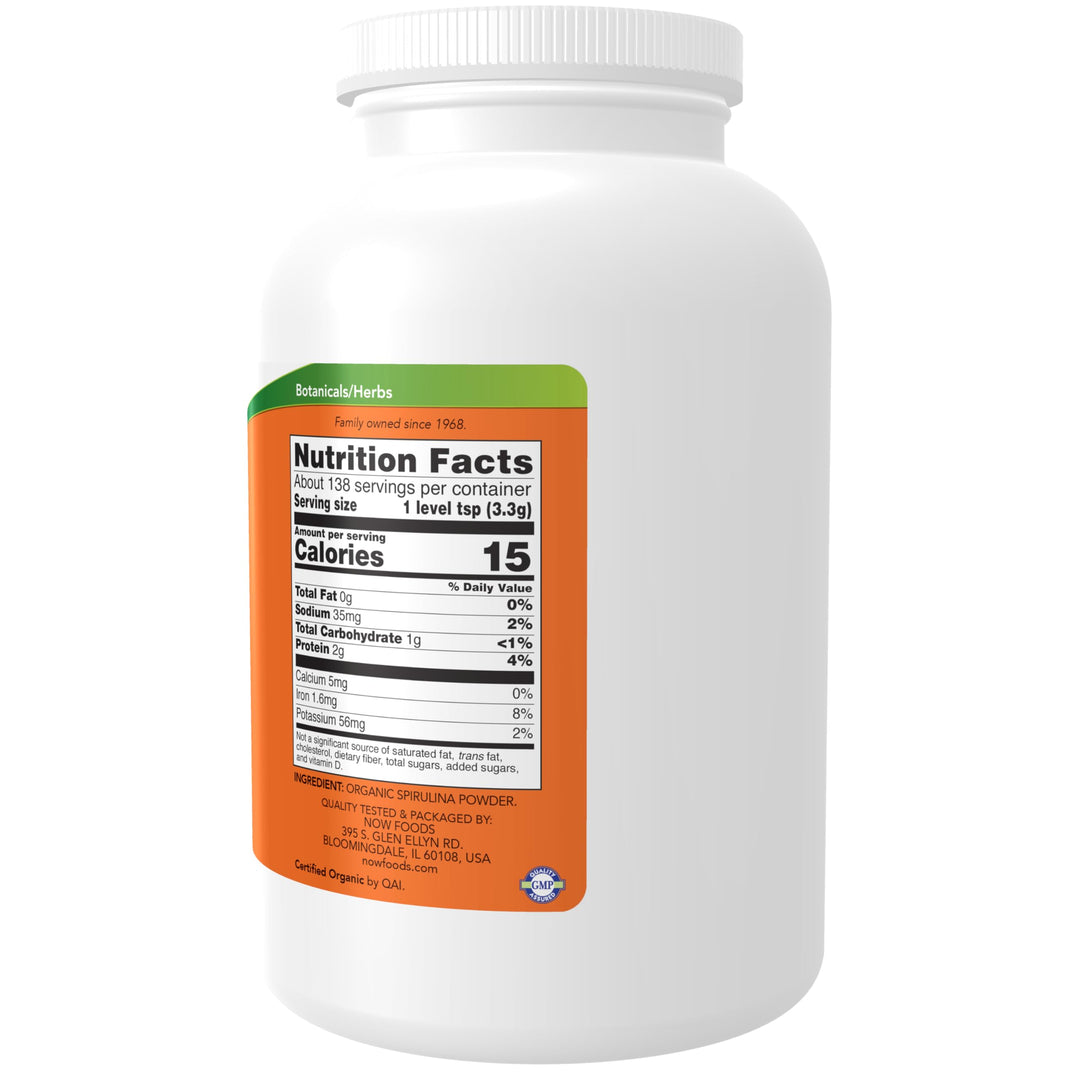 Supplements, Certified Organic, Spirulina Powder, Rich in Beta-Carotene (Vitamin A) and B-12 with naturally occurring GLA &amp; Chlorophyll, 1-Pound