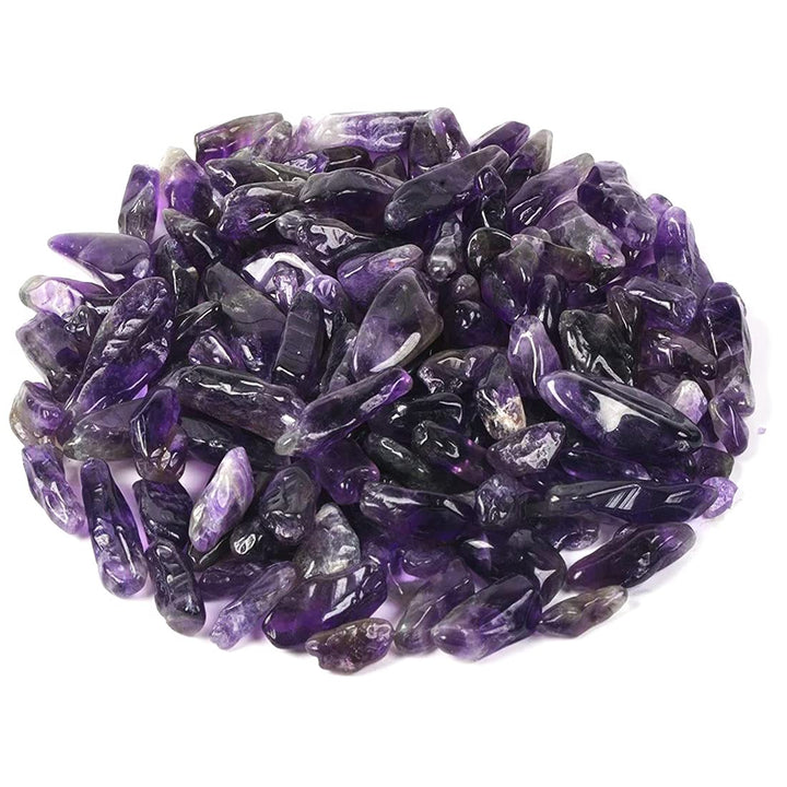 1 Lb (460 g) Decorative Crystal Pebbles Irregular Shaped Amethyst Stones Small Tumbled Chip Gravel Crushed Gemstone Pieces Natural Purple Quartz Materials for Handicrafts/Home Decoration
