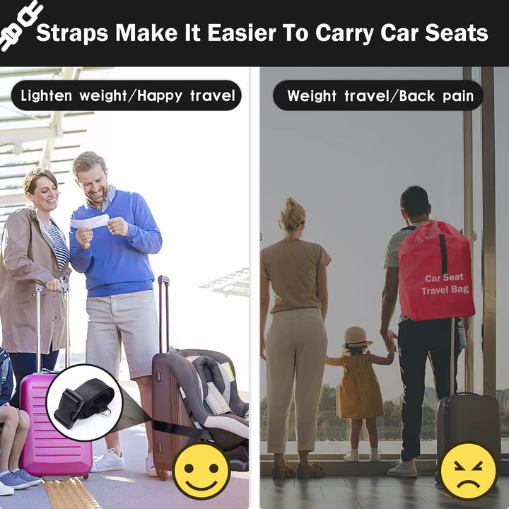 Car Seat Travel Belt,Car Seat Luggage Strap,Converts Car Seat and Luggage Into a Car Seat Stroller—Reduces Weight,Includes a Luggage Tag (Black)