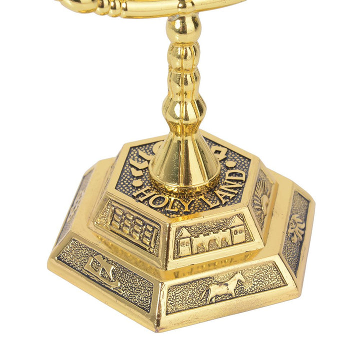 12 Tribes of Israel Menorah, Jerusalem Temple 7 Branch Jewish Candle Holder (8 Inches, Gold)
