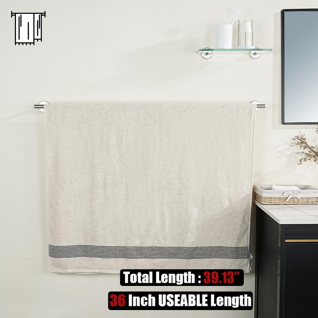 Bath Towel Bar, 36 Inch 304 Stainless Steel Thicken 1mm Single Towel Rack for Bathroom, Towel Holder (Brushed Finished) Wall Mount, 39 in Total Length, TB110L36-BN