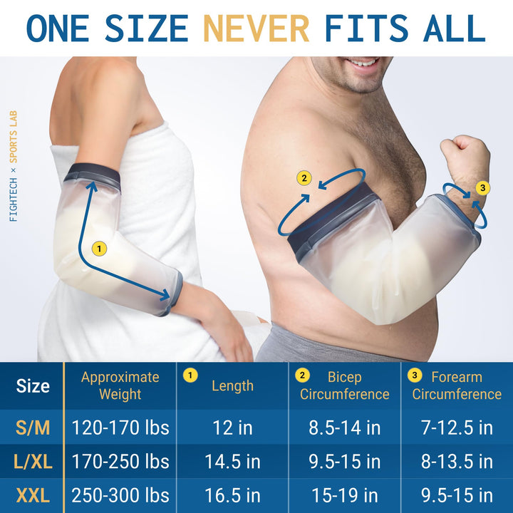 FIGHTECH PICC Line Shower Cover | Available in 3 Sizes | Reusable IV & PICC Line Sleeve | Waterproof Cast Cover for Elbow | PICC Line Covers for Upper Arm Wound (Weight: 170-250 pounds)
