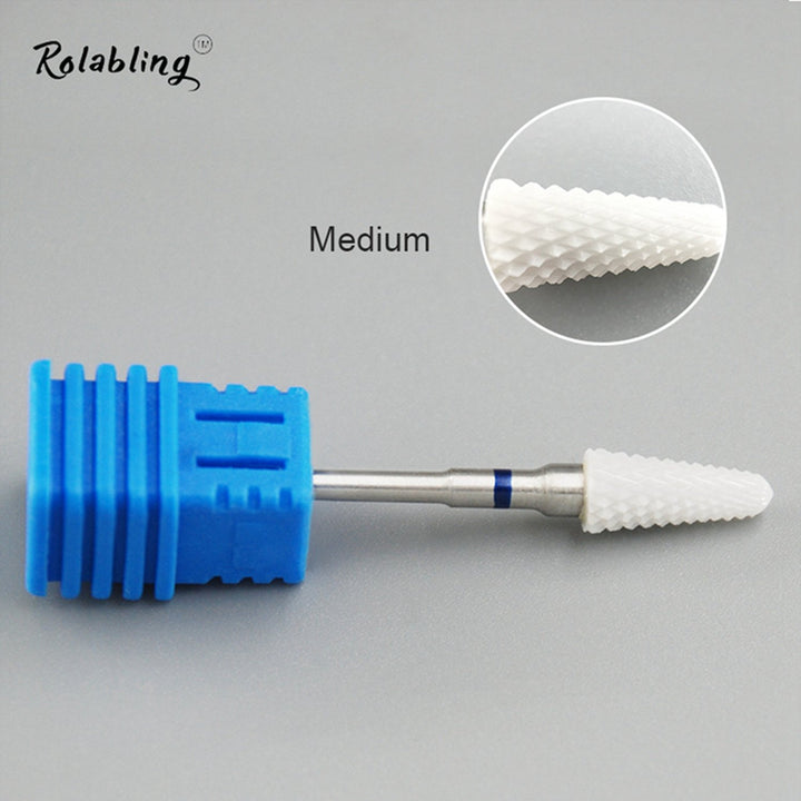Ceramic Nail Drill Bit White Flame Nail Drill Bit for Electric Drill Manicure Machine Nail Salon Tool (Medium Blue)