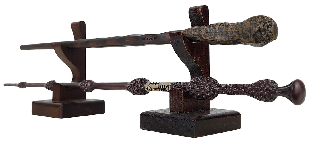 Nangopop Wizard Wand Stand Display - 2 Tiered Wood Magic Wand Holder for Table Display, Holds Two Wands