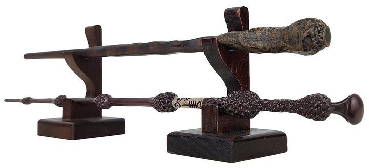 Nangopop Wizard Wand Stand Display - 2 Tiered Wood Magic Wand Holder for Table Display, Holds Two Wands