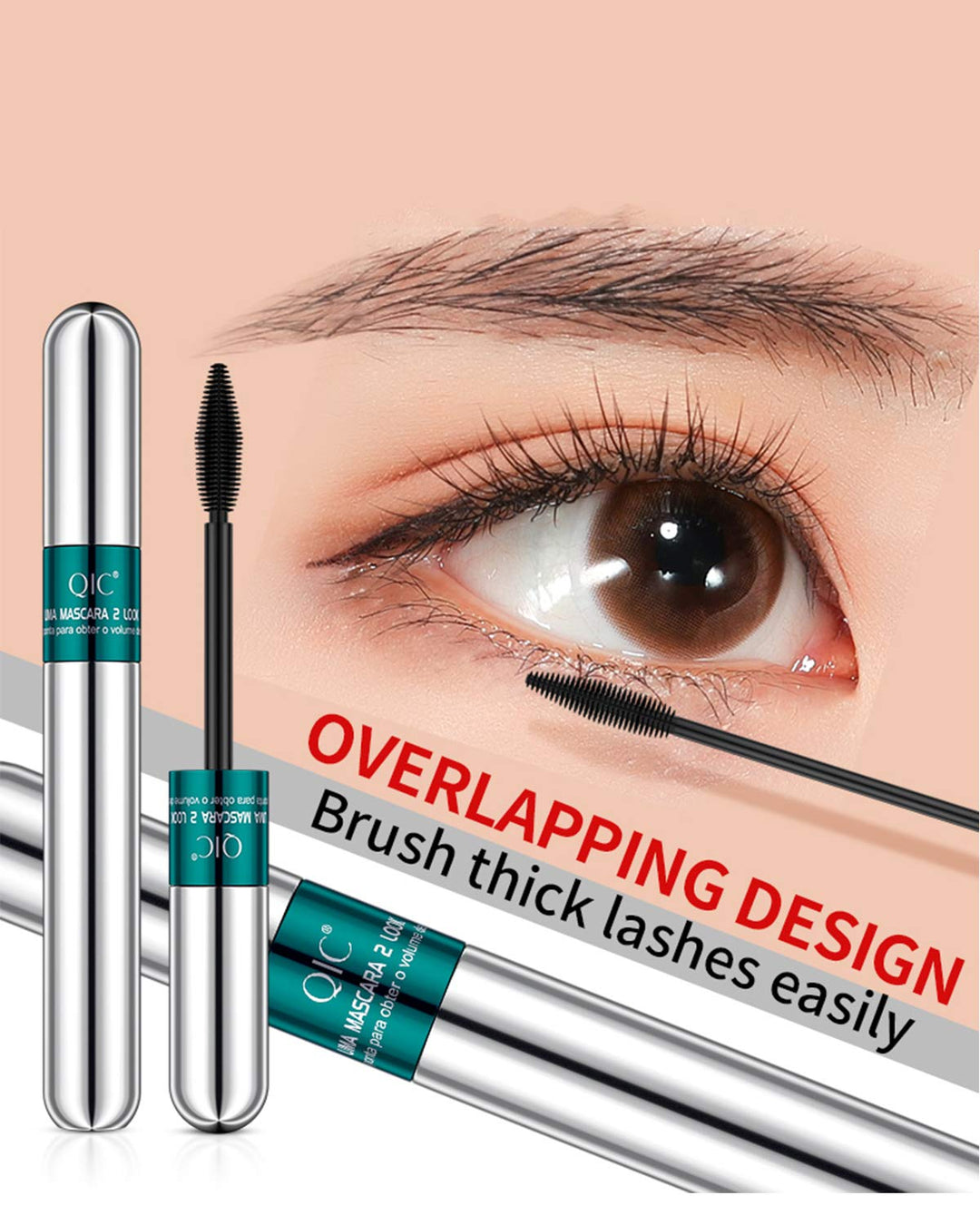 4D Silk Fiber Lash Mascara, 2 in 1 Mascara For Natural Lengthening And Thickening Effect(Pack of Dark Cyan)