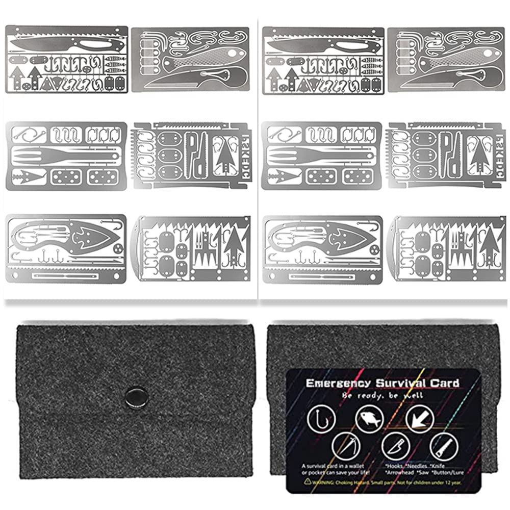PSKOOK 12 Pcs Survival Multitool Card Emergency Camping