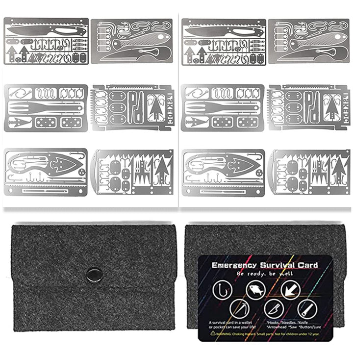 PSKOOK 12 Pcs Survival Multitool Card Emergency Camping