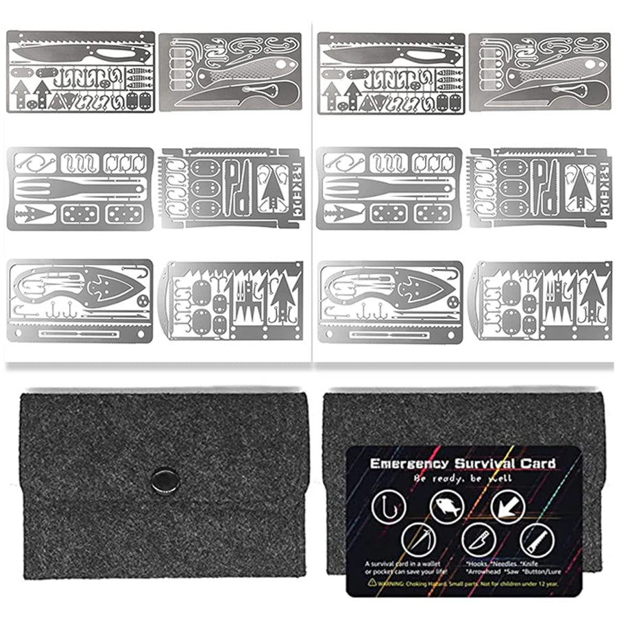PSKOOK 12 Pcs Survival Multitool Card Emergency Camping