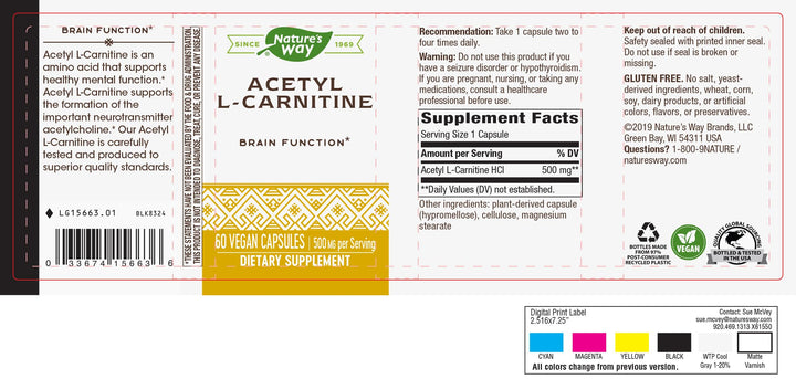 Nature&#39;s Way Acetyl L-Carnitine, Supports Brain