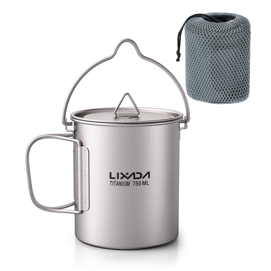 Lixada Titanium Water Mug Cup with Lid and Foldable Han