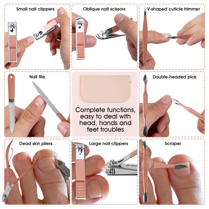 Nail Clippers and Beauty Tool Portable Set, Rose Gold M
