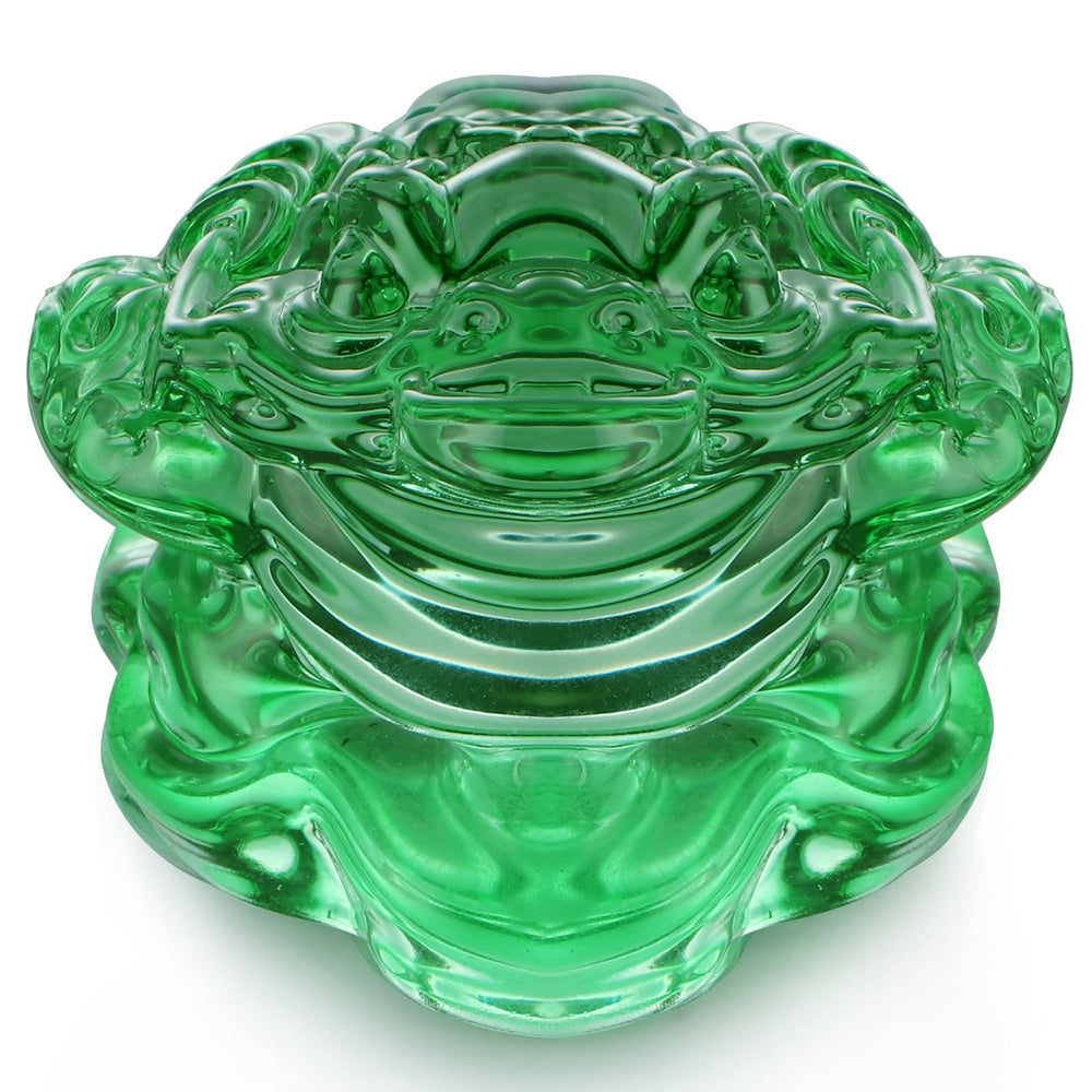 2-Pack Money Toad Statues, Feng Shui Crystal Fortune Frogs, Good Luck Charm Wealth Frogs for Cash Register, Office Desk, House Warming, Store Opening Gift (Green)