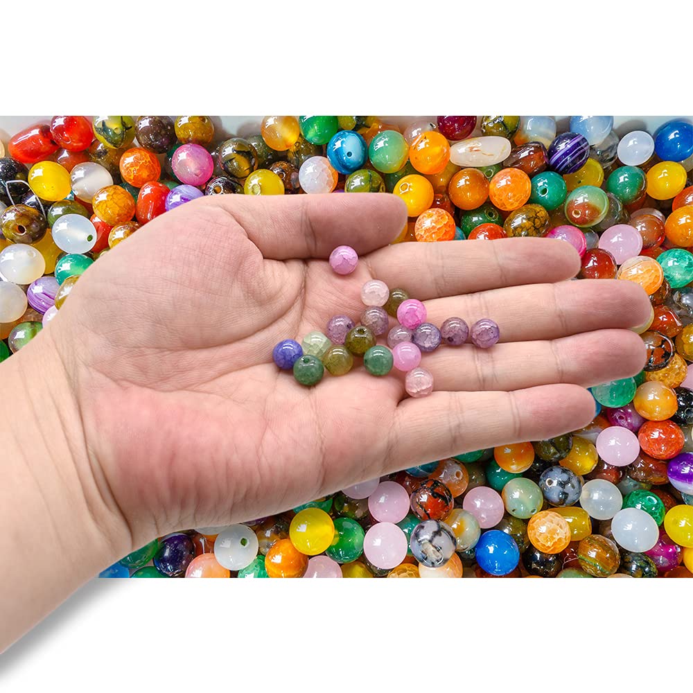 8mm Crackle Beads 9 Color 200 Pcs Round Imitation Jade Crackle Glass Beads for Summer Beading Bracelet Bracelet Necklace Earrings Jewelry Making