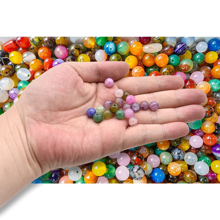 8mm Crackle Beads 9 Color 200 Pcs Round Imitation Jade Crackle Glass Beads for Summer Beading Bracelet Bracelet Necklace Earrings Jewelry Making