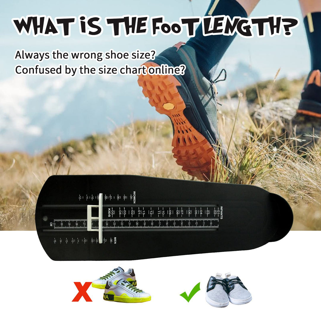 Foot Measurement Device Shoe Size Measuring Devices for Adults and Kids with Soft Tape Measure US Standard Black
