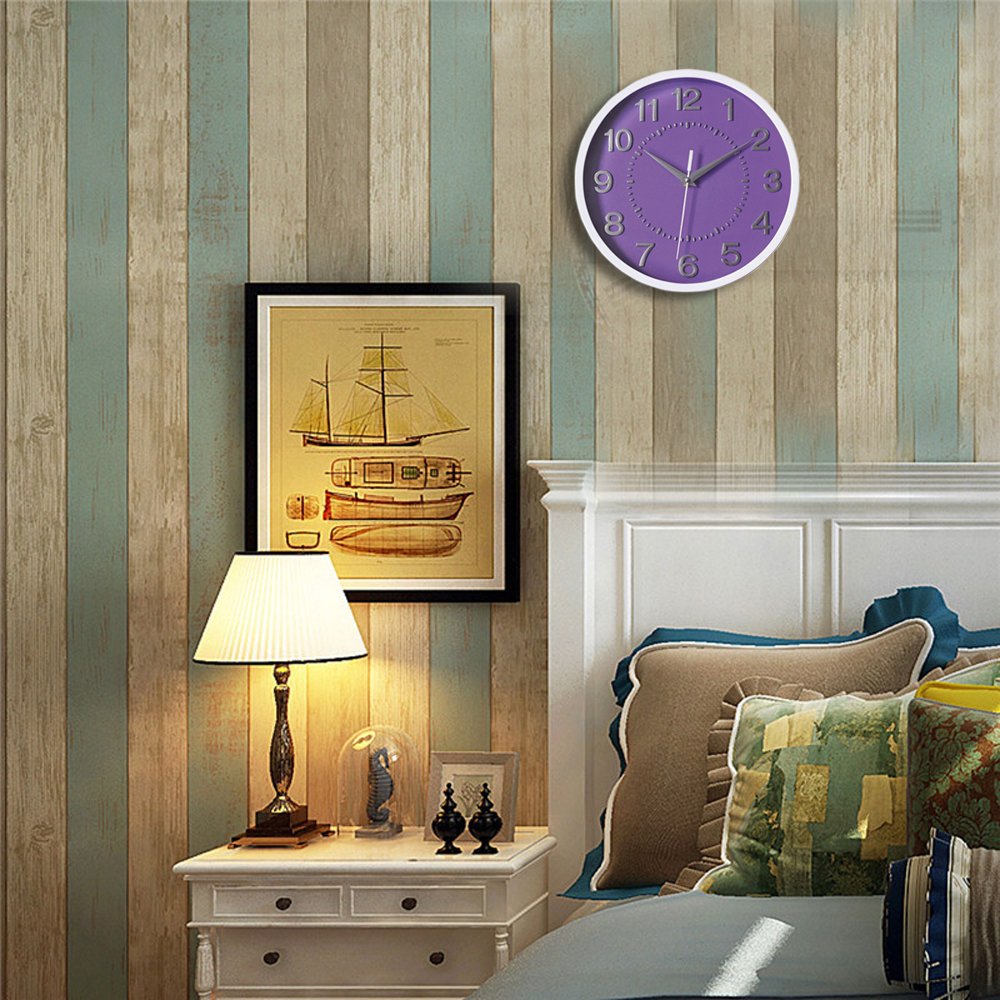 Decor Silent Wall Clock 10 Inches 3D Numbers Non-Ticking Decorative White Wall Clock Battery Operated Round Easy to Read for School/Home/Office/Hotel
