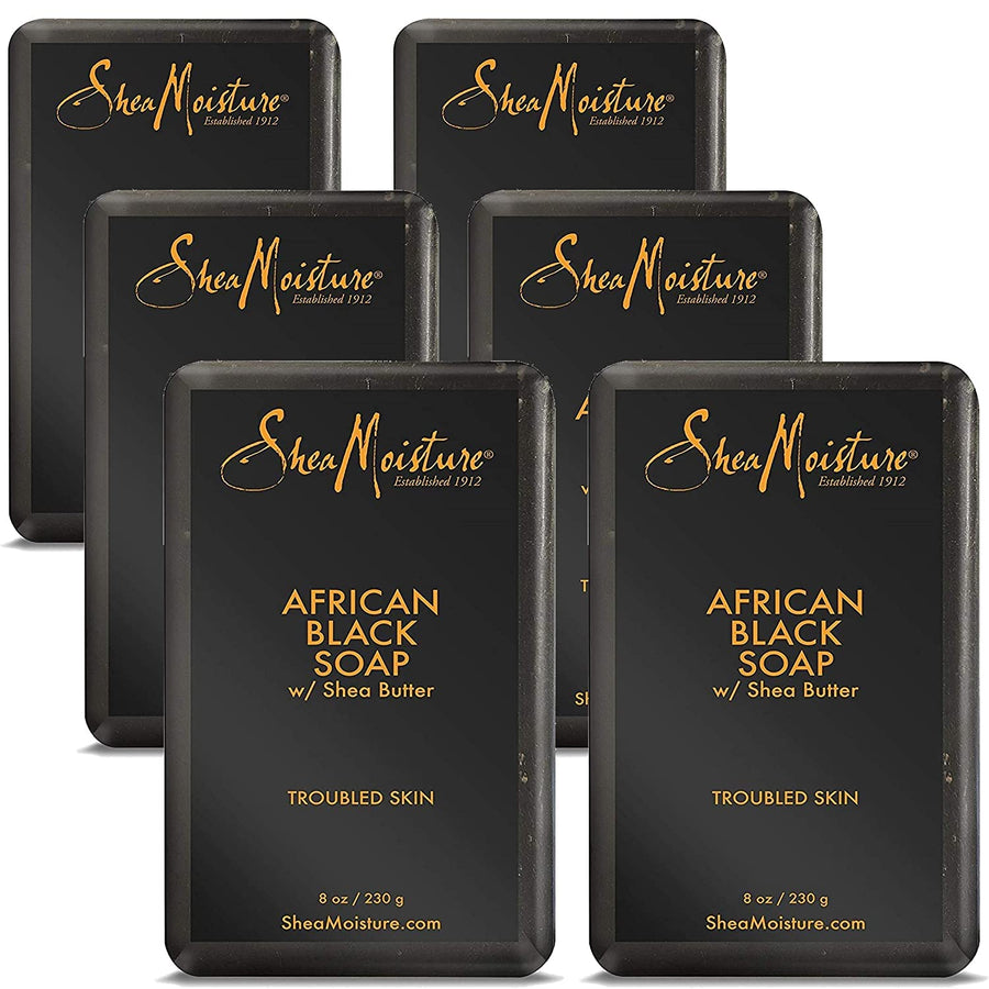 Shea Moisture African Black Soap With Shea Butter 8 oz Pack of 6