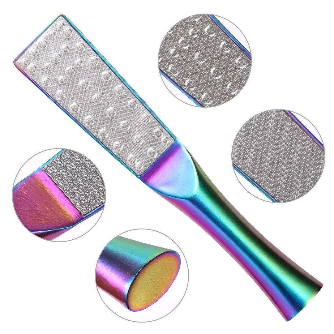 Colorful Care Pedicure Tools Set - Foot Dead Skin Remover Pedicure Cuticle Pusher Kit - Stainless Steel Foot Rasp and Pinching Cuticle Pusher for Men Women