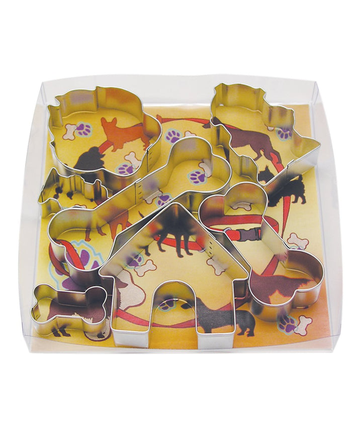 R&amp;M International Dog Cookie Cutters, House, 2 Fire Hydrants, Paw, 3 Bones, 7-Piece Set