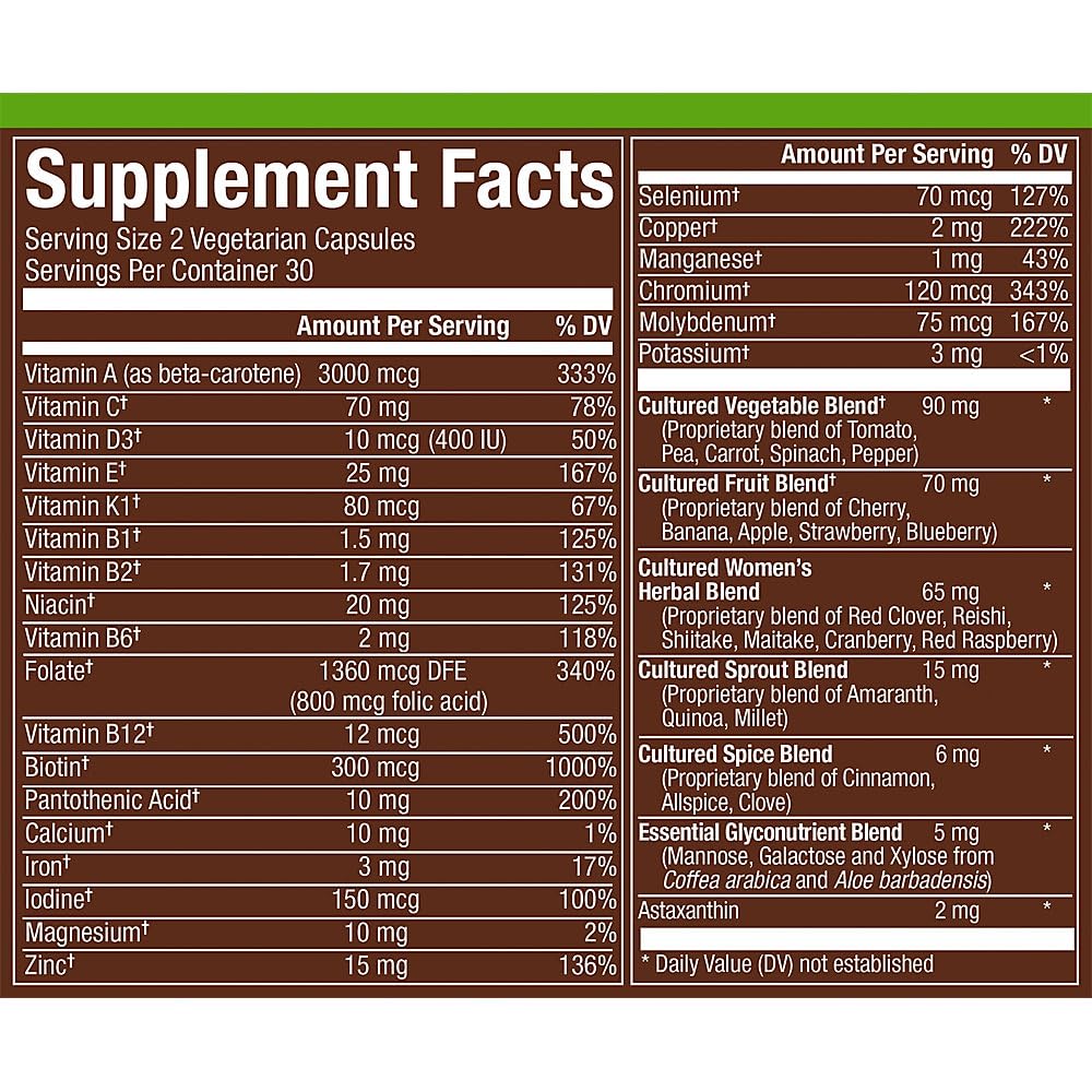 Fermented Whole Food WomenaTMs 50+ Multivitamin (60 Vegetarian Capsules)