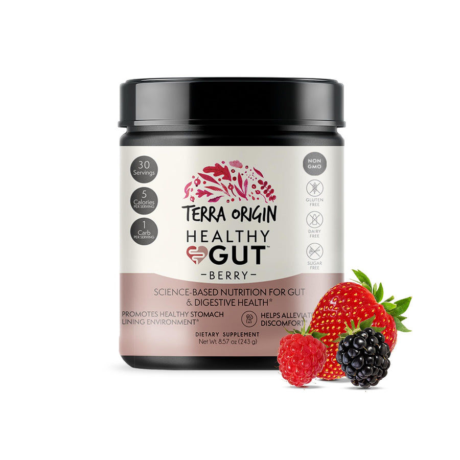 Healthy Gut Powder (Berry Flavor) |30-Servings with L-Glutamine, Zinc, Glucosamine, Slippery Elm Bark, Marshmallow Root and More!