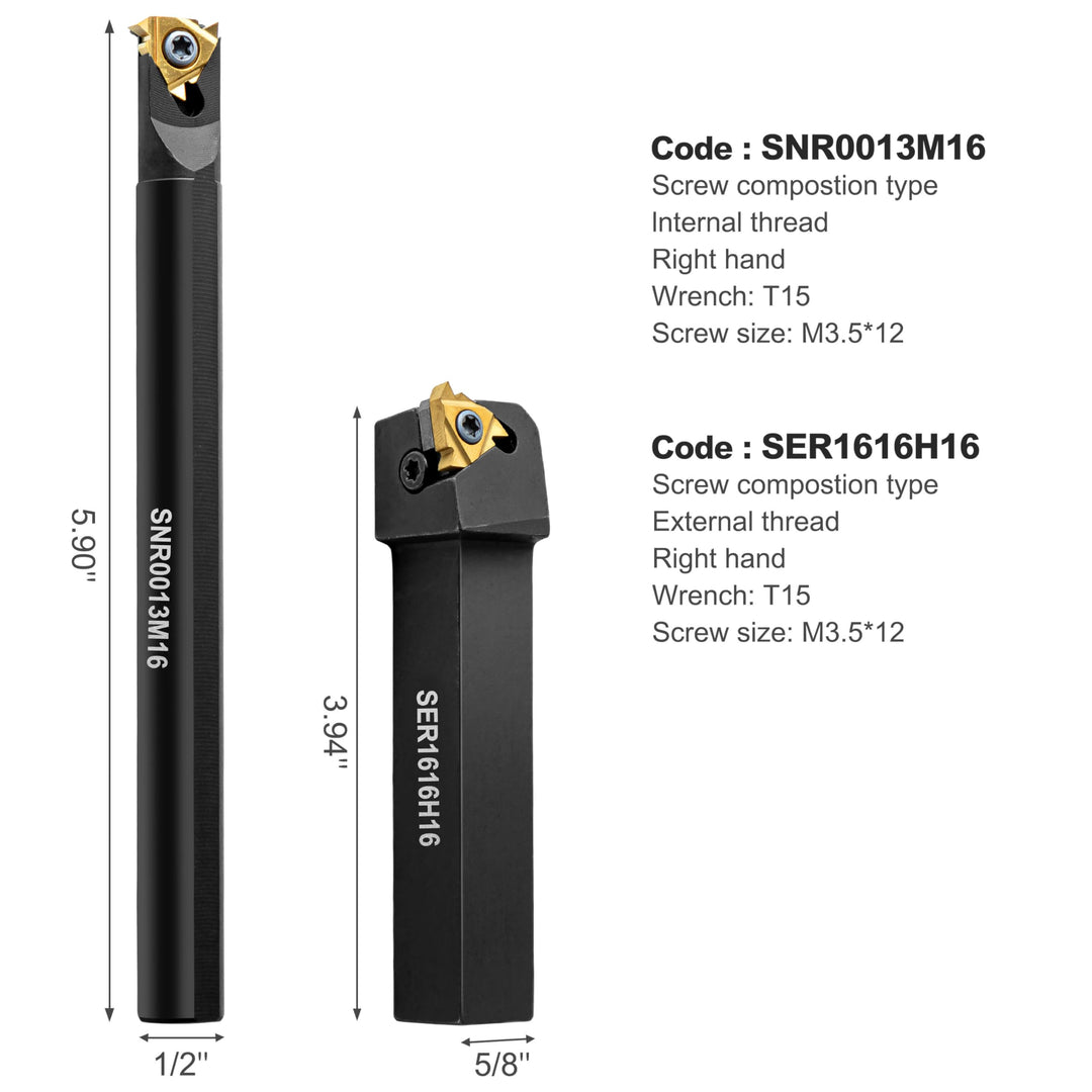 Indexable Metal Lathe Insert Blades - CCMT21.51, DCMT21.51, 11IR AG60, MGMN150-G, 11ER AG60 7Pcs for 1/2 Shank Indexable Turning Tool Holder Insert Replacement