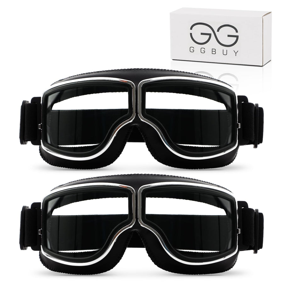 GGBuy Motorcycle Goggles Vintage Anti Fog Pilot Glasses
