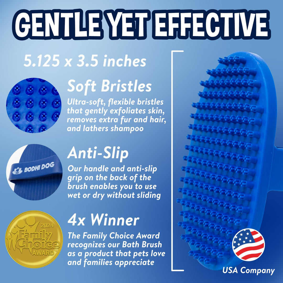 Shampoo Brush - Pet Grooming &amp; Bath Supplies for Cats and Dog - Bath Brush for Long &amp; Short Hair - Premium Scrubber for Shower, Bathing &amp; Massage (One Pack, Blue)