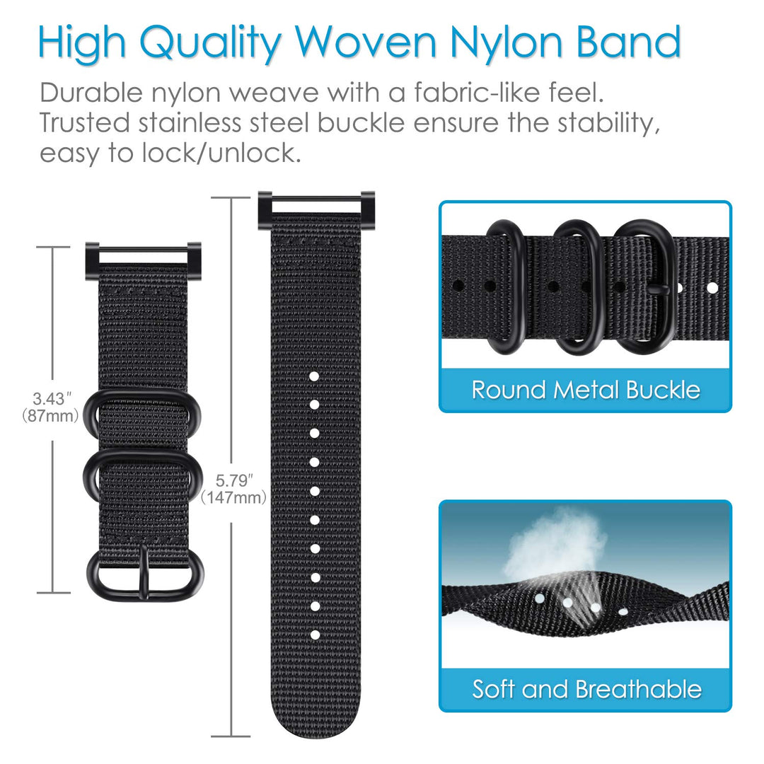 Watch Band Compatible with Suunto Core, Premium Woven Nylon Replacement Sport Strap with Metal Buckle Compatible with Suunto Core Smart Watch, Black