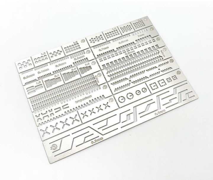 13 in 1 Scribing Template Ruler, Hobby Model Craft Carving Auxiliary Ruler Stencils, Stainless Steel Drill Hole Detail Maker Scribe Line Apply to Gundam Model Engraving Detail Building and Repairing