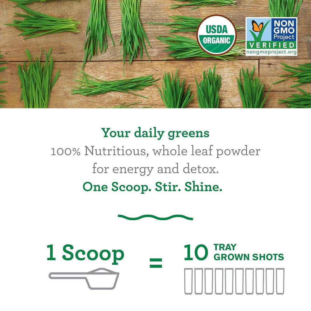 Wheat Grass Powder: 100% Whole-Leaf Wheat Grass Powder for Energy, Detox & Immunity Support, Chlorophyll Providing Greens, 100 Servings
