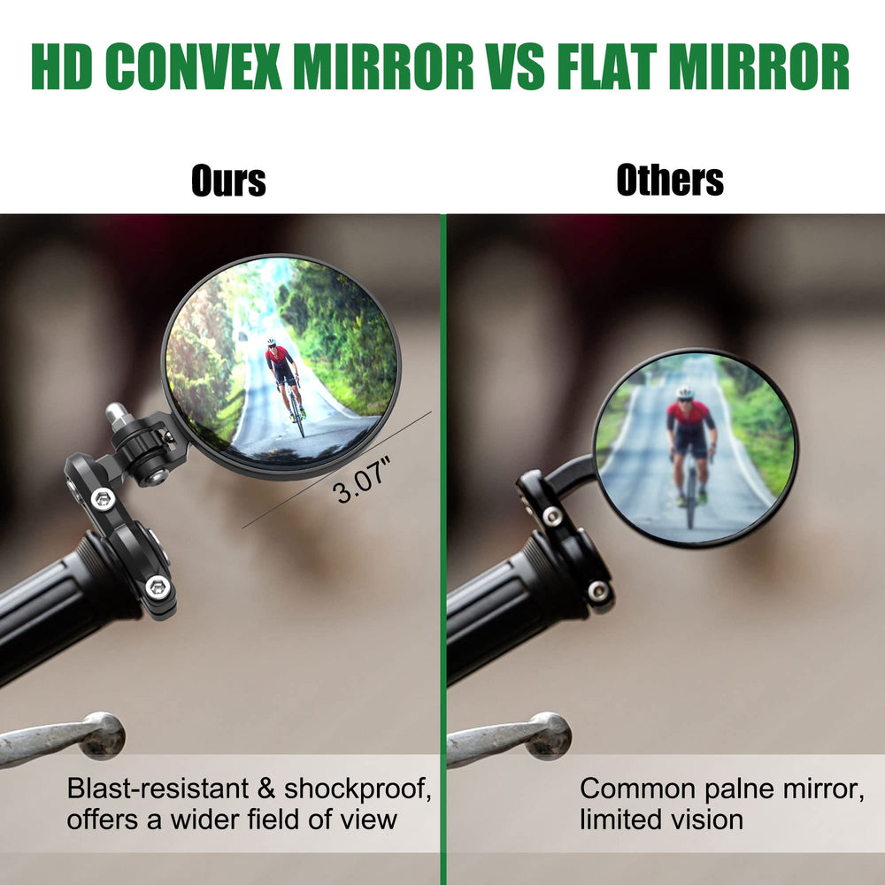 Bike Mirror, Wide Angle HD Safety Bar End Bike Mirror,Blast-Resistant Aluminum 360°Rotatable Bicycle Mirrors Handlebar Rearview Mirror