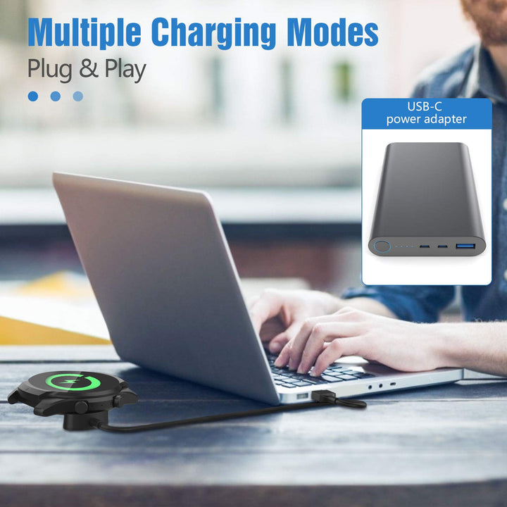 Compatible with TicWatch Pro 5/TicWatch Pro 3 Charger/TicWatch Pro 3 LTE Charger,[2 Pcs] 3.3 Ft Magnetic Charging Dock,USB Charging Cable Clip Cradle,Replacement Charger Power Cable Cord, Black