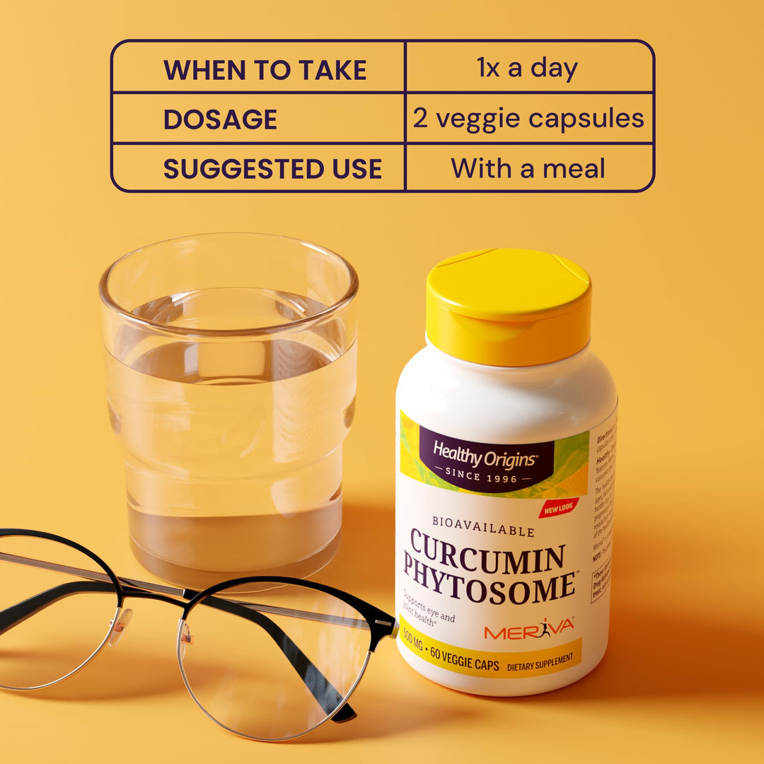 Curcumin Phytosome (Featuring Meriva SF) 500 mg, Supports Health in Joints &amp; Eyes, Non-GMO, Vegan, 180 Veggie Capsules