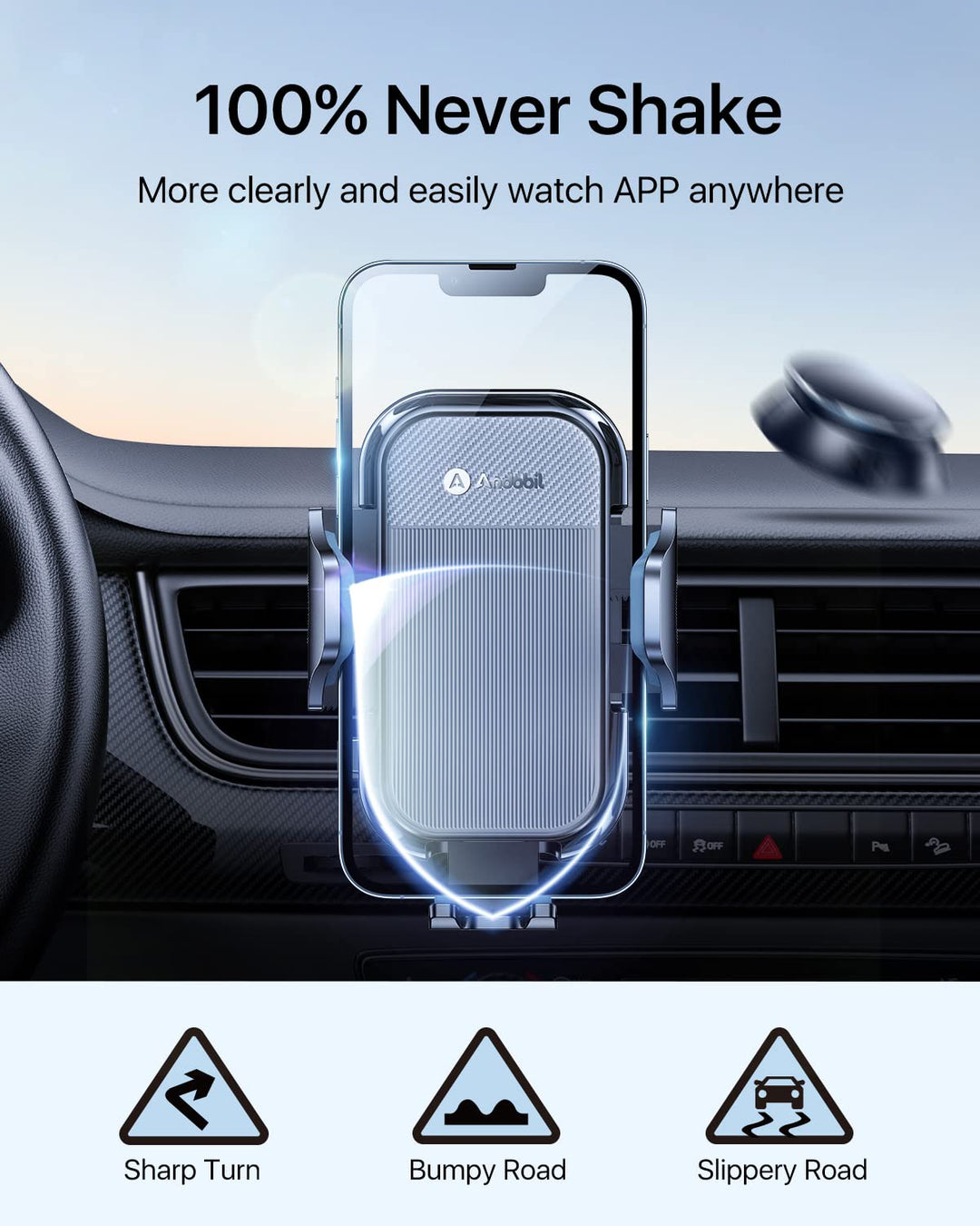 Car Phone Holder (2023 Newest) [Full Protection, Firmly Grip &amp; Never Slip] Air Vent Cell Phone Mount Car, Ultra Stable, Easy Used, Compatible with iPhone 13 14 12 Pro Max Android Samsung S23