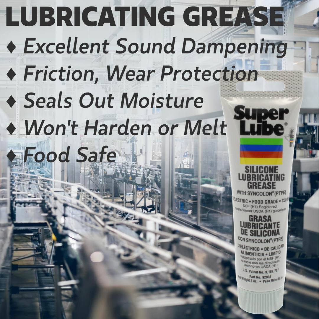 92003 Silicone Lubricating Grease with PTFE, 3 oz Tube, Translucent White