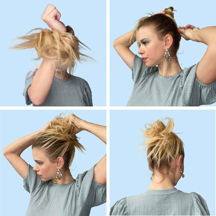 Black # 1B G1C : PRETTYSHOP Scrunchy Scrunchie Bun Up Do Hair Piece Hair Ribbon Ponytail Extensions Wavy Messy Black # 1B G1C