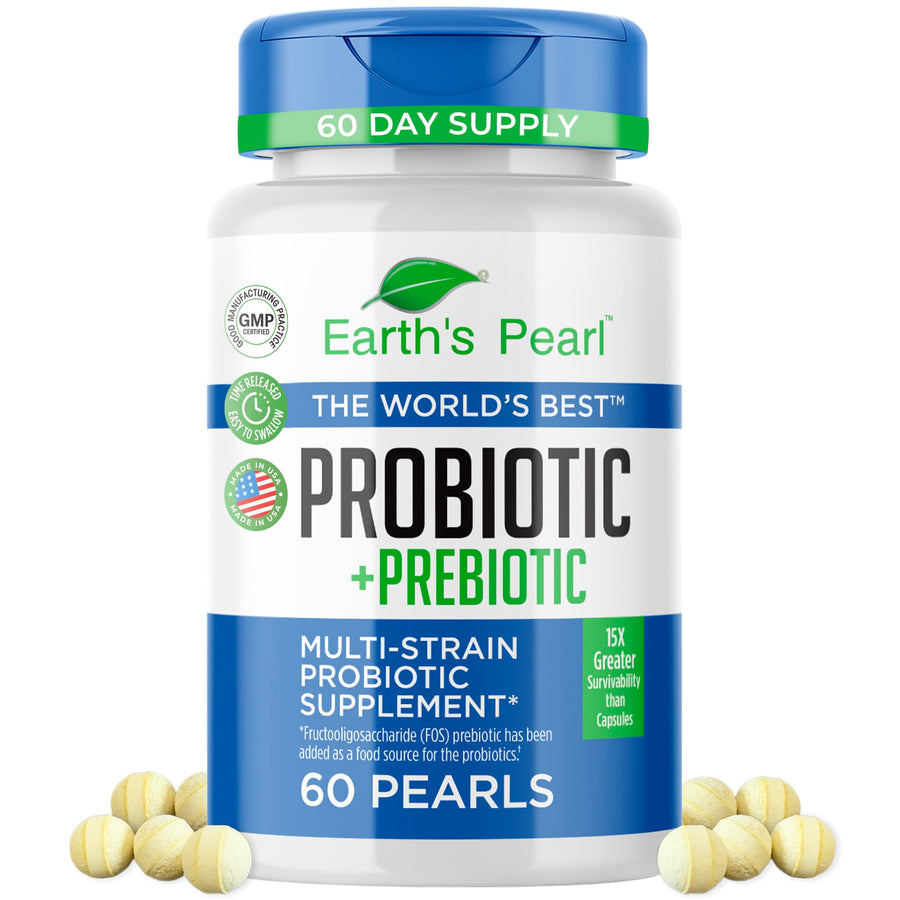Probiotics for Women & Men & Kids - Pearl-Shaped Probiotic & Prebiotics with BIO-Tract®, 4 Billion CFU, Gut Health Support (60-Day Supply)