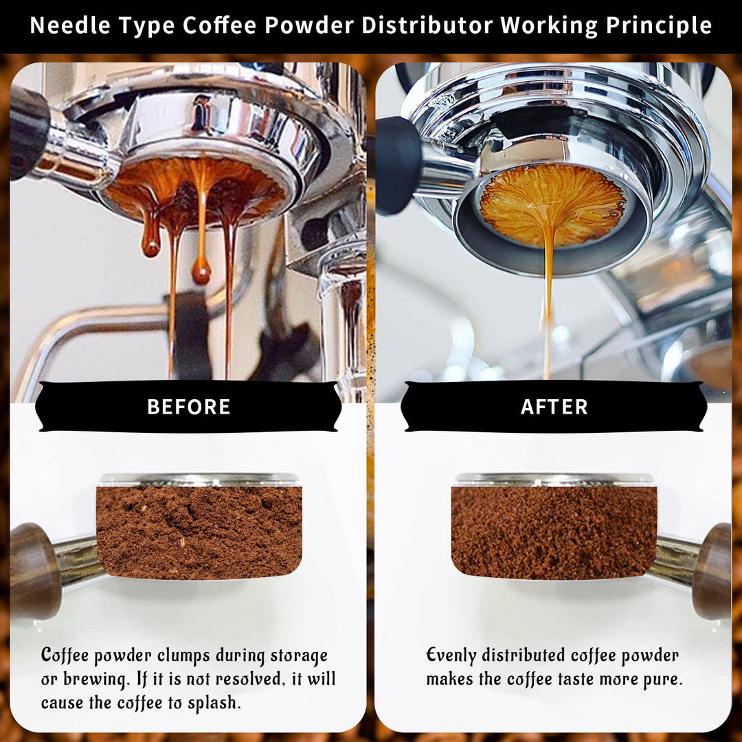 WDT Tool Coffee Grounds Needle Distributor 304 Stainless Steel Mini Whisk for Espresso Stirring Distribution Black